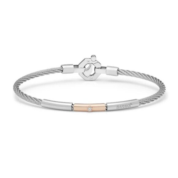 BARAKA Men's BR312321RODB190004 Rose Gold Stainless Steel White Diamond Bracelet